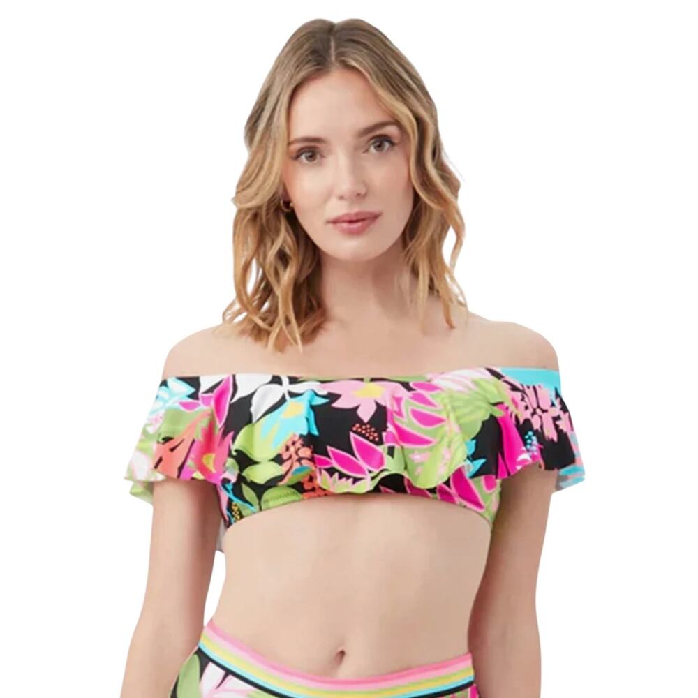 NWT! Trina Turk Tiki Bandeau Top & Shirred Ring Hipster Swim Bottom - Size 6